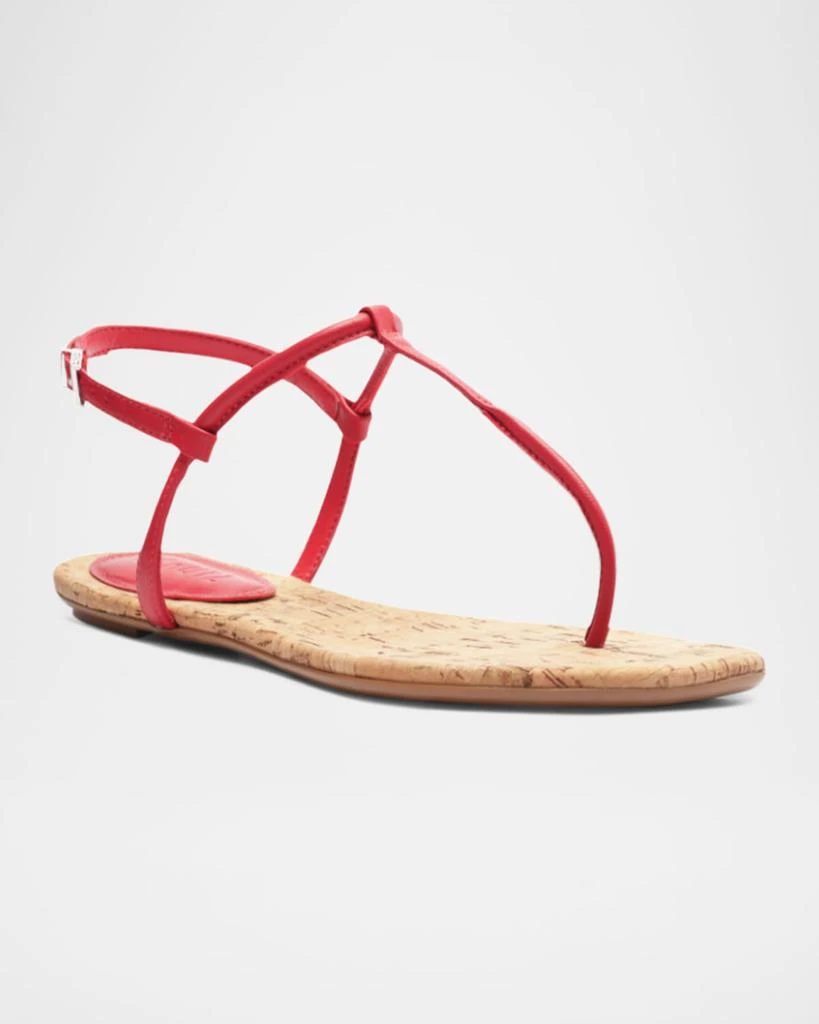 Schutz Elsha Leather T-Strap Flat Sandals 2