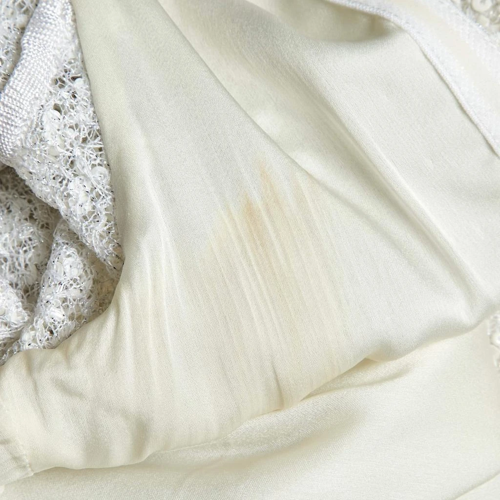 Balmain Balmain White Sequin & Bead Embellished Mesh Gown S 5