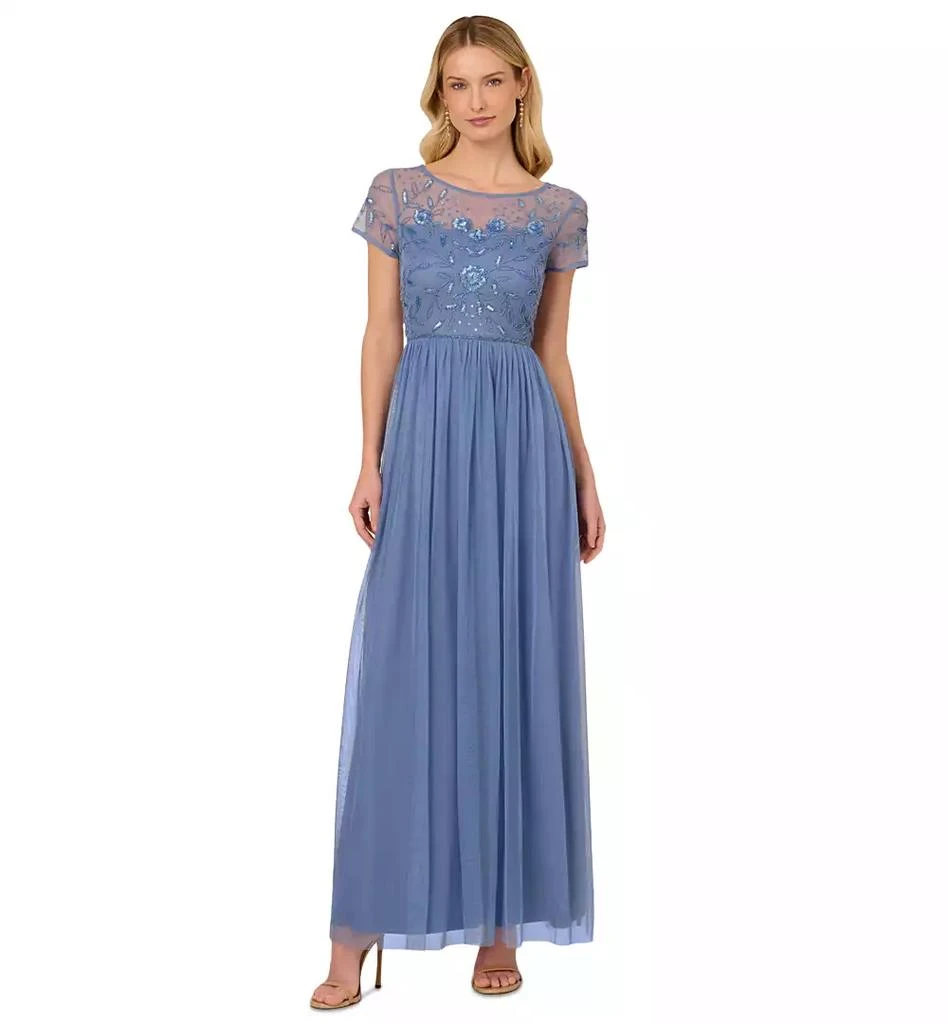 Adrianna Papell Women's Boat-Neck Beaded Mesh Dress 2
