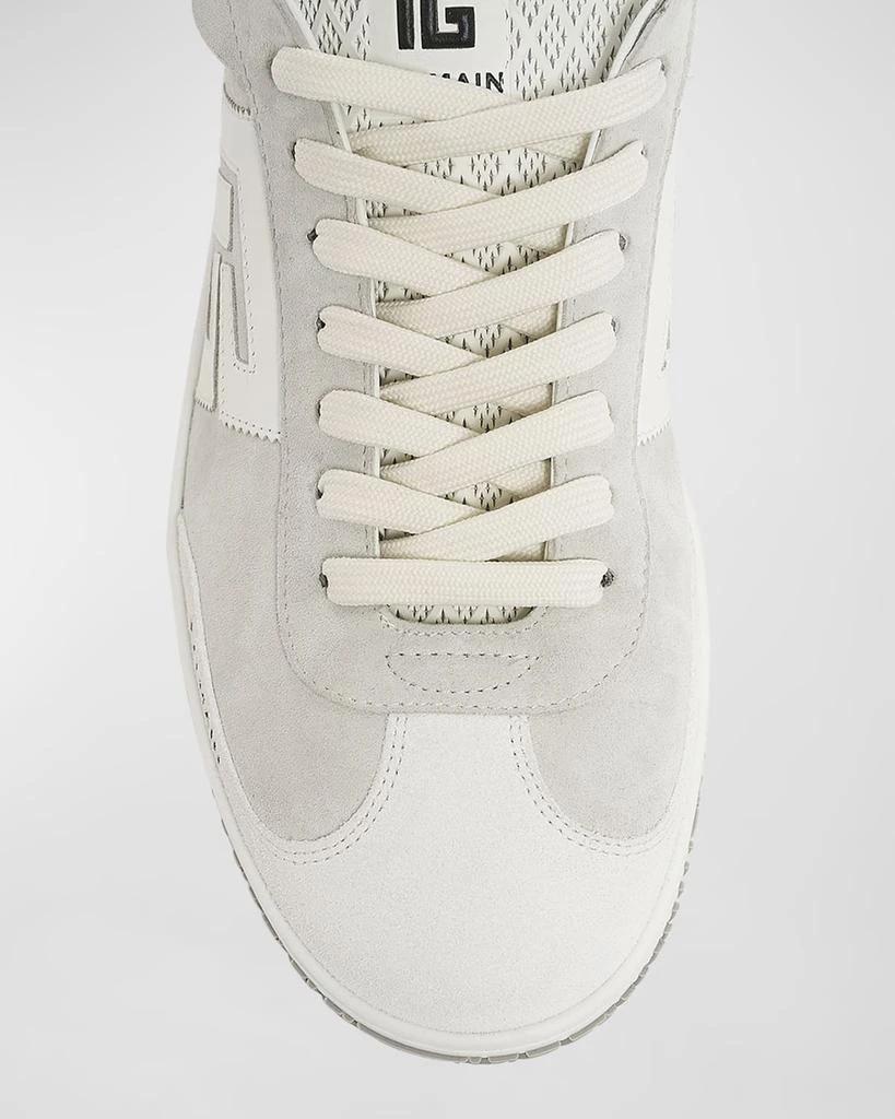 Balmain Men's Swan Calfskin and Suede Low-Top Sneakers 4
