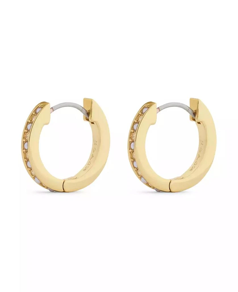 Coach Faux Stone Classic Mother of Pearl Huggie Earrings 2
