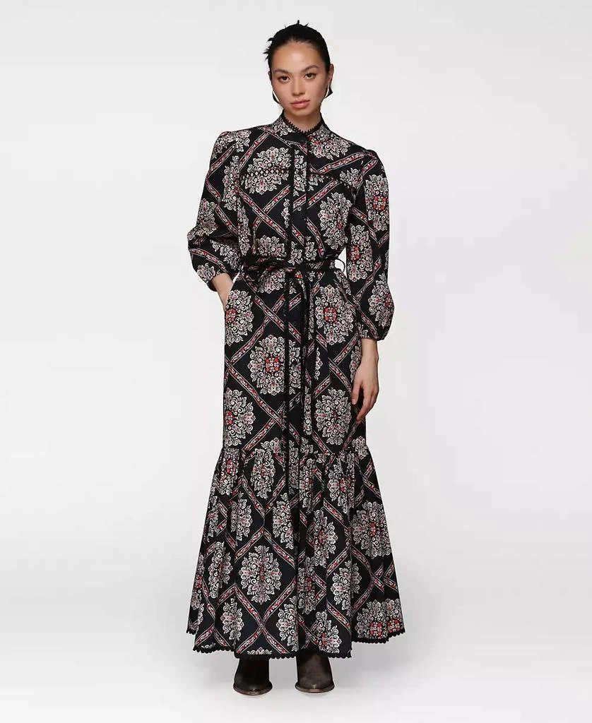 Avec Les Filles Women's Belted Puffed-Shoulder Maxi Dress 2