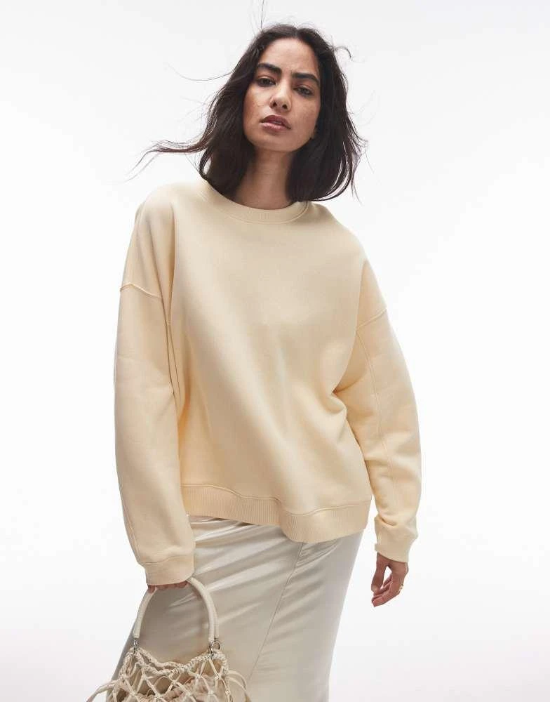Topshop Topshop premium seam detail sweat in buttermilk 3