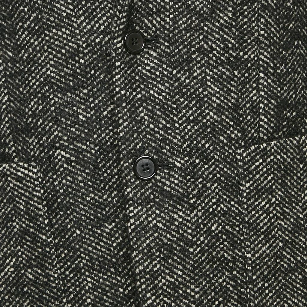 Yves Saint Laurent Grey Herringbone Tweed Double Pea Coat 2