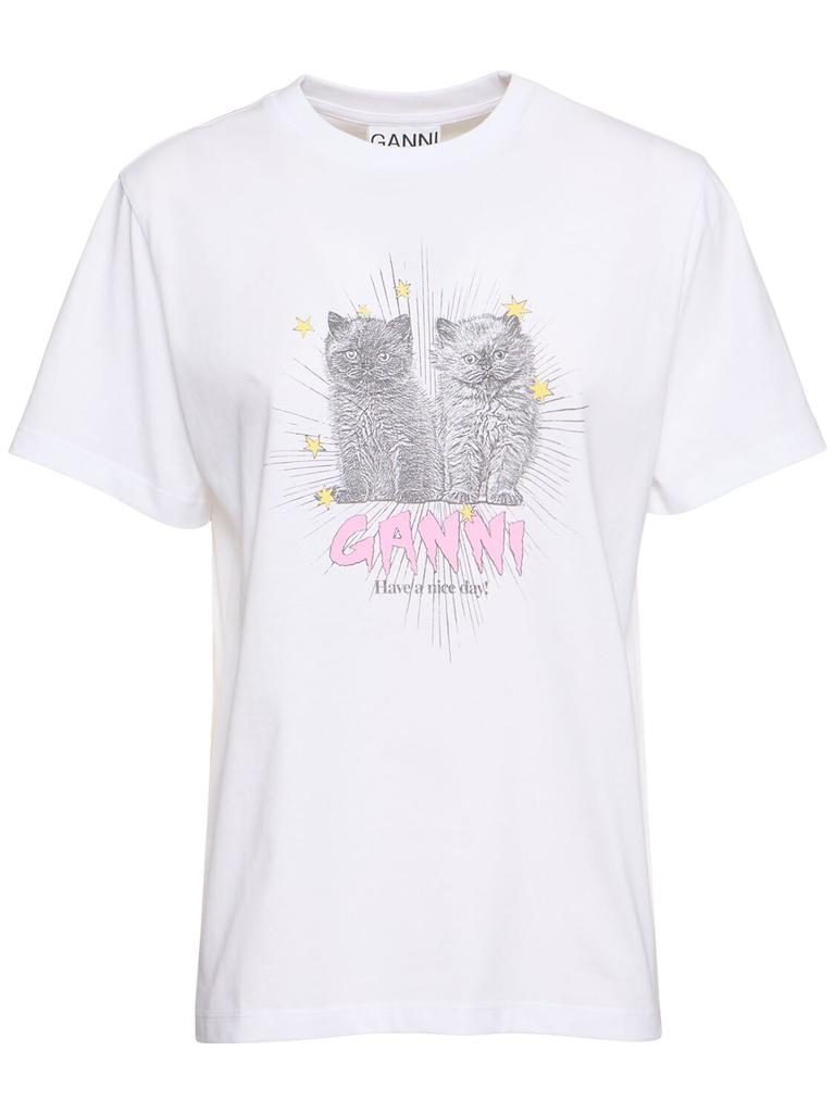 Ganni Kittens Relaxed Jersey T-shirt