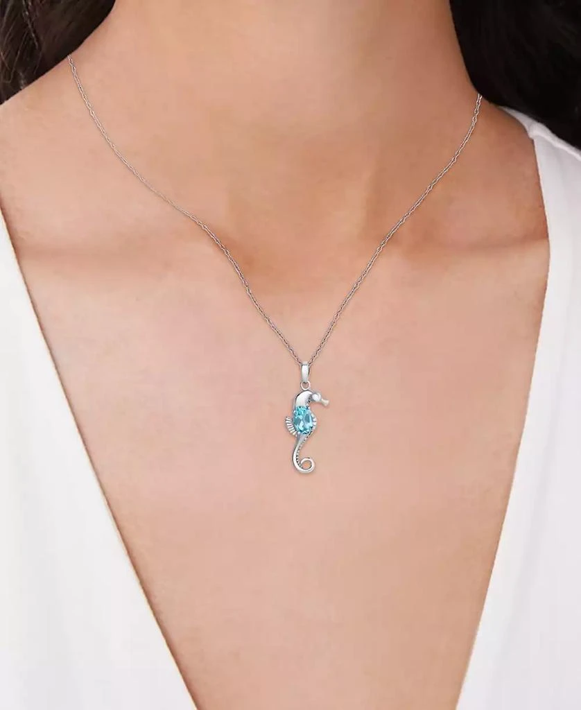 Macy's Blue Topaz Seahorse 18" Pendant Necklace (1 ct. t.w.) in Sterling Silver 2