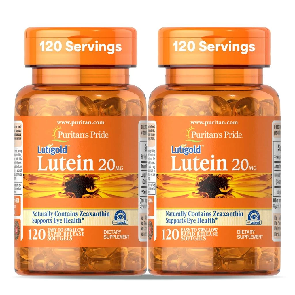 Puritan
s Pride Puritan
s Pride Premium Lutigold Lutein Carotenoid 20mg with Zeaxanthin for Men and Women, Dietary Supplement for Eye Health Support, 8 Month Supply, 120 Easy-to-Swallow Softgels, 2 Pack
