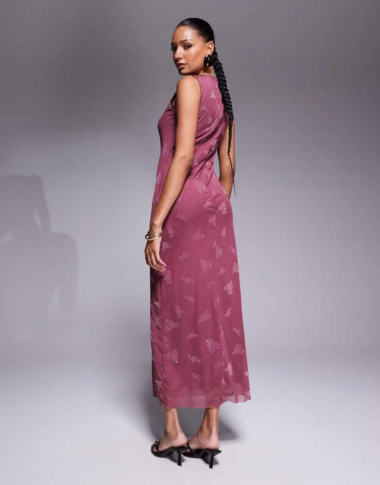 ASOS ASOS DESIGN maxi burn out floral  grown on neck column dress in dusky pink 3