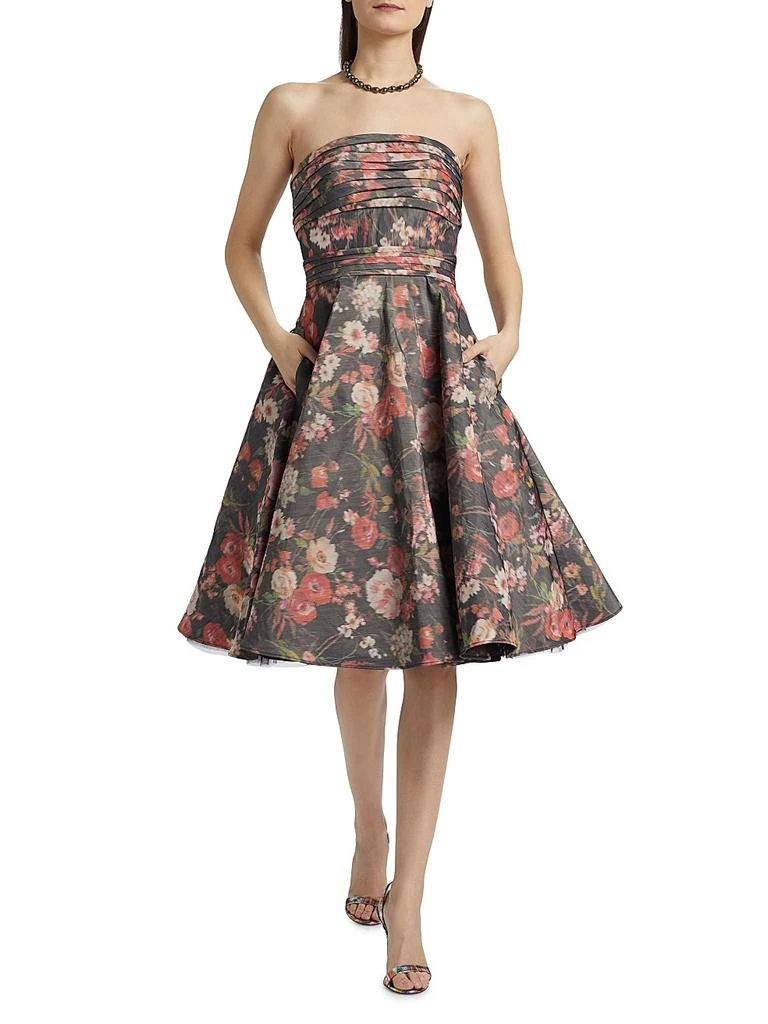 Pamella Roland Floral Taffeta Cocktail Dress 2