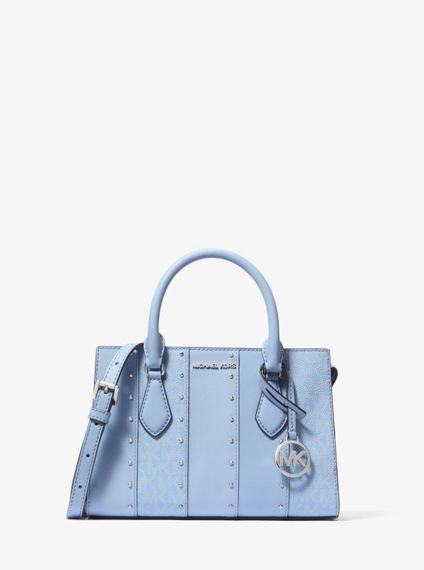 Michael Kors Sheila Small Studded Patchwork and Signature Logo Satchel