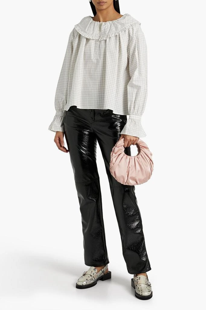 shrimps Meadow ruffle-trimmed checked cotton-poplin top 2