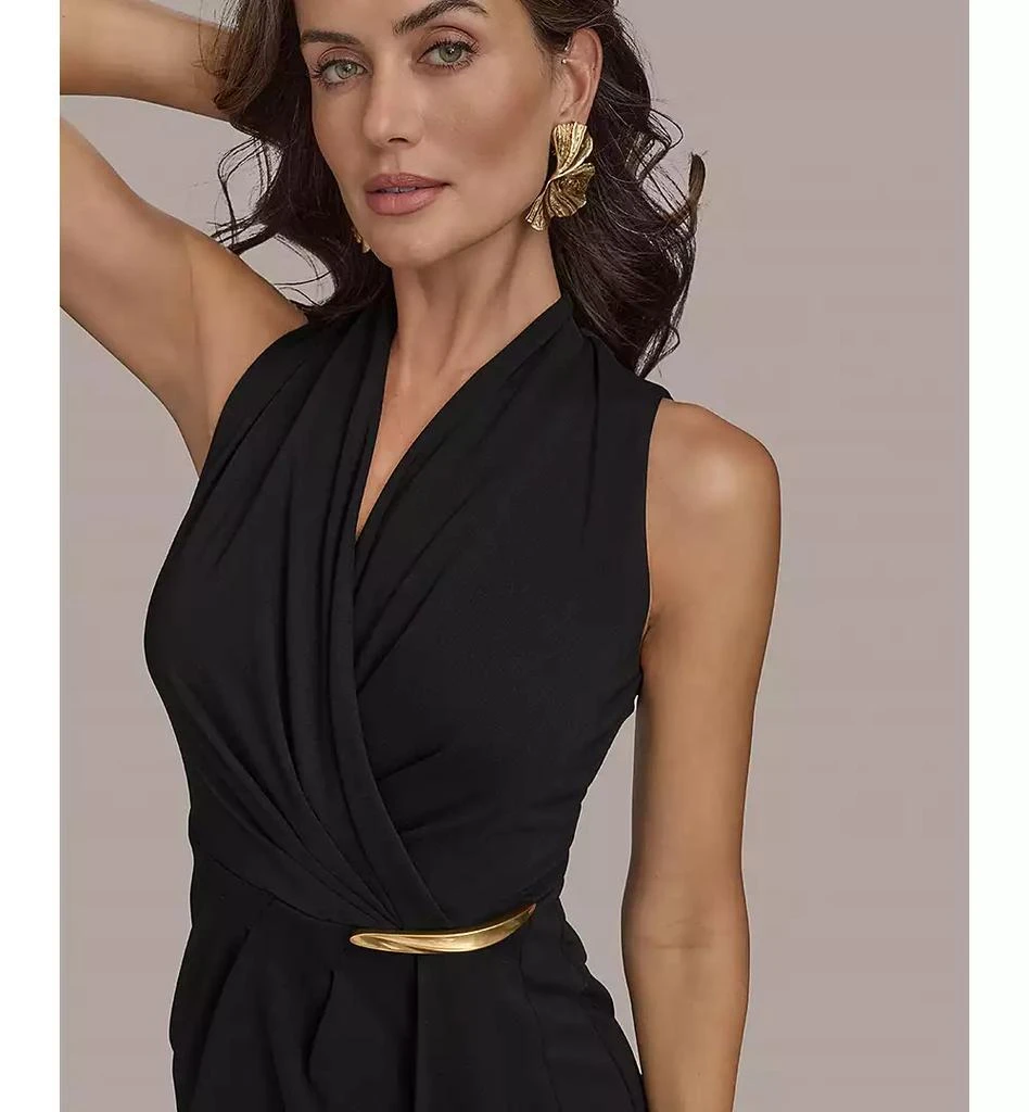 Donna Karan Women's Gathered Hardware Sleeveless Jersey Gown 4