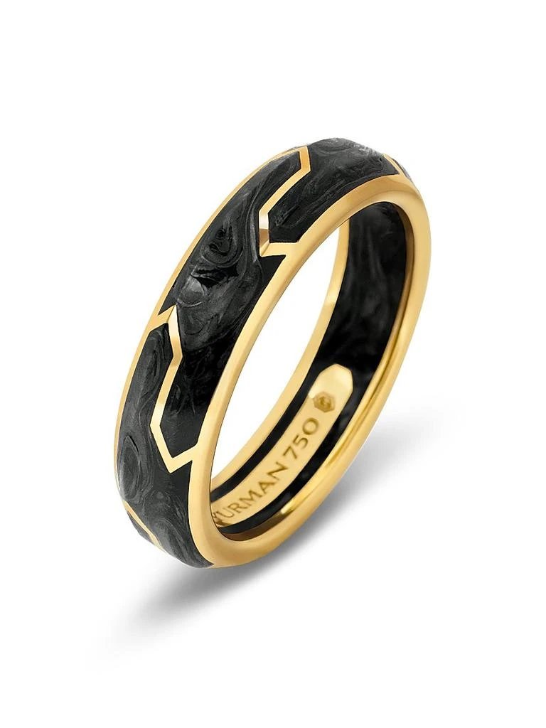 David Yurman Forged Carbon Band Ring with 18K Yellow Gold 4