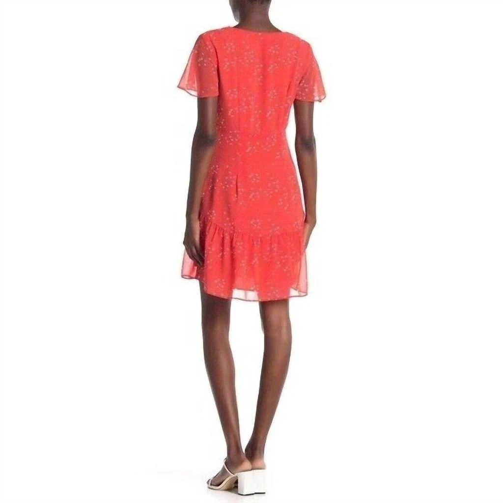 Willow & Clay Heart Print Front Tie Ruffle Hem Chiffon Dress In Red 2
