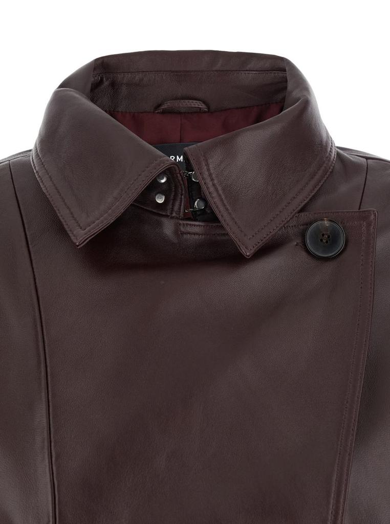 レザージャケット・コート ARMA RIMA DOUBLE-BREASTED LEATHER JACKET Arma 'Rima' Bordeaux Double Breasted Jacket In Leather Woman