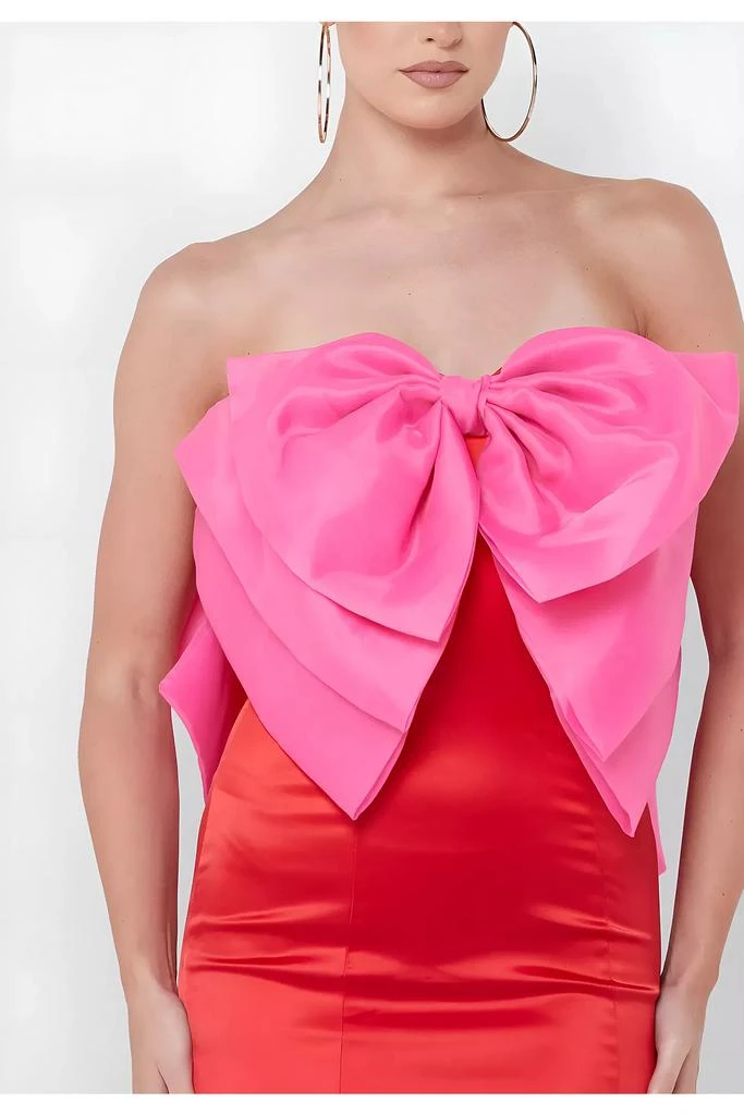 open lace back dress Shop Pink Strapless Floral Printed Bow Dress - for Women | OUTZIDR main image 1