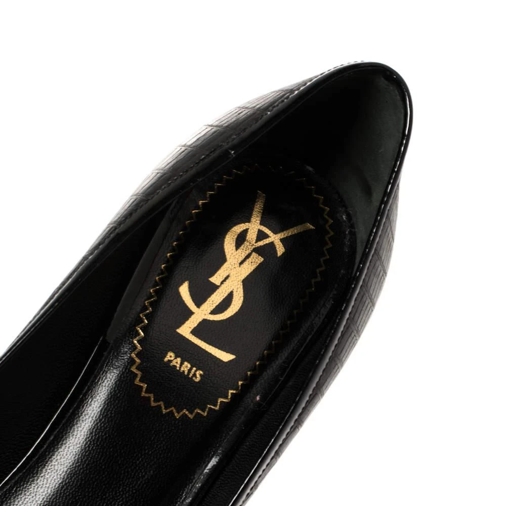Yves Saint Laurent Saint Laurent Paris Black Lizard Embossed Leather Tribtoo Platform Pumps Size 36 7
