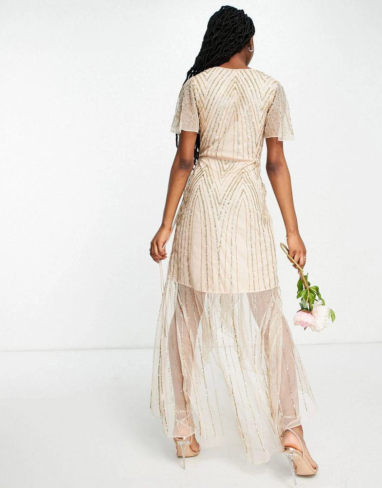 Frock and Frill Frock and Frill Bridesmaids embellished wrap maxi dress in pearl pink 3