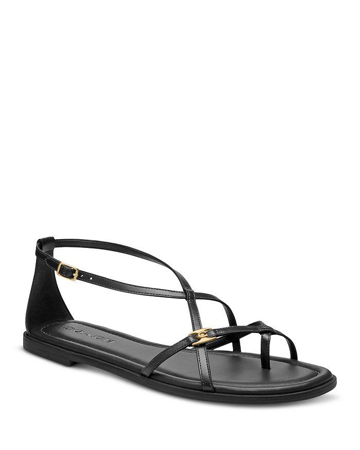 COACH Women's Jenni Strappy Leather Thong Sandals