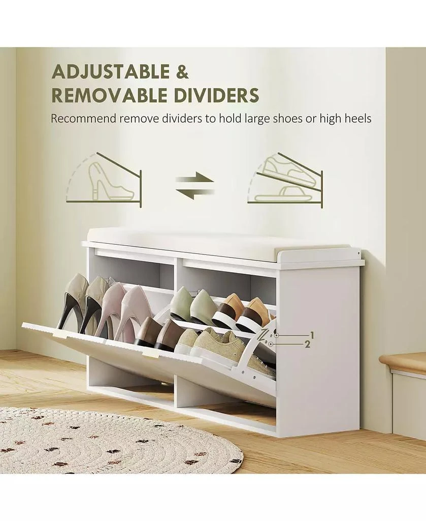 Slickblue Modern Shoe Rack with Drawer and Cushioned Seat for Hallway 6