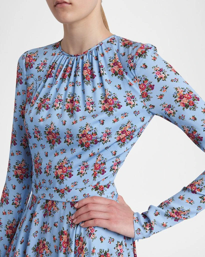 knee length dresses for ladies Dolce & Gabbana Girls Long Sleeve Rose Dress in Multicolour