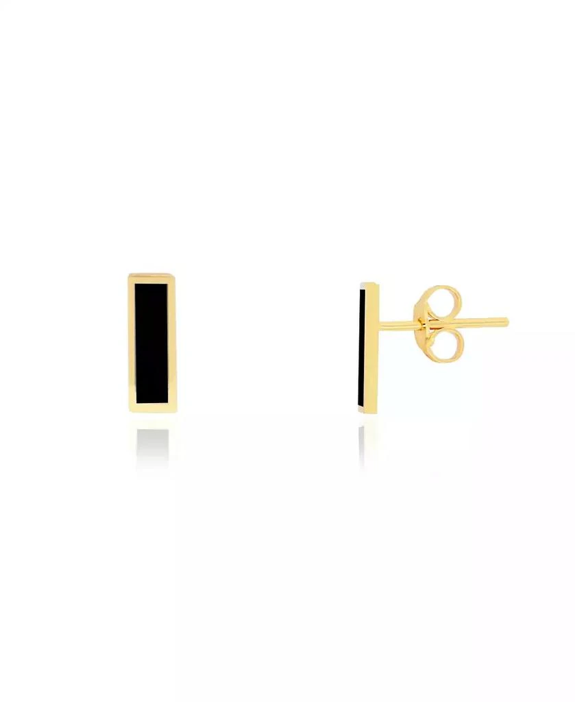 The Lovery Onyx Bar Stud Earrings 14K Gold