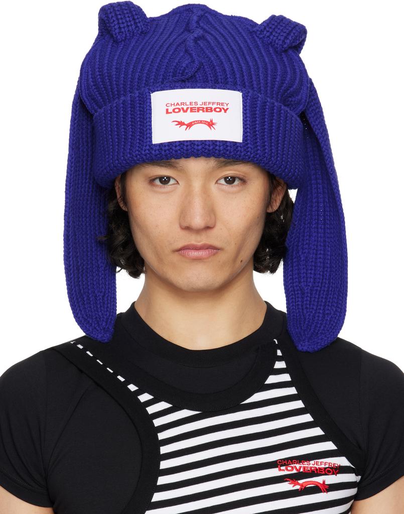 Charles Jeffrey Loverboy Black Fluffy Chunky Rabbit Beanie