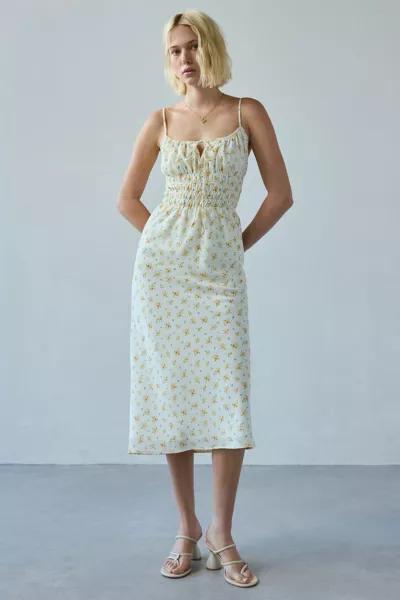 Kiss The Sky Kiss The Sky Mimosa Floral Shirred Midi Dress