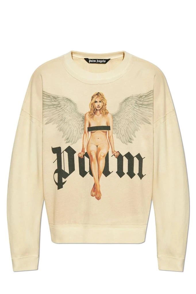 Palm Angels Palm Angels Angel Wings Printed Pin Up Sweatshirt 1