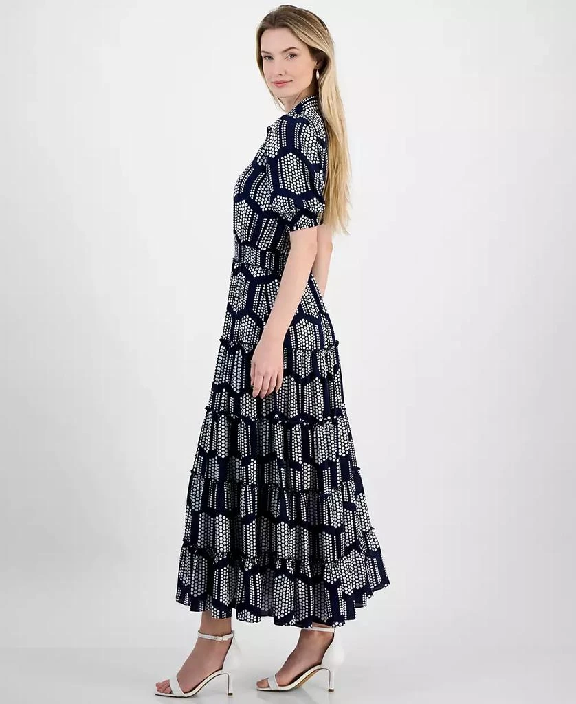 Tahari Women's Smocked-Trim Elbow-Sleeve Tiered Dress 2