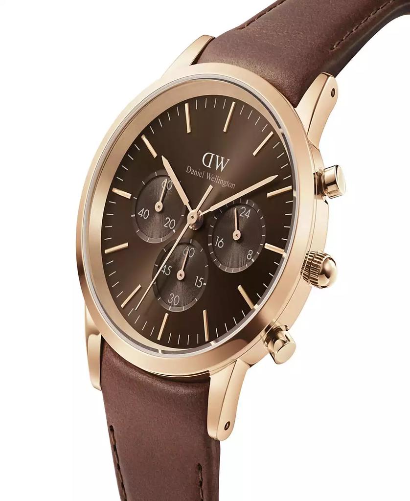 Daniel Wellington Unisex Chronograph Brown Leather Watch, 42mm