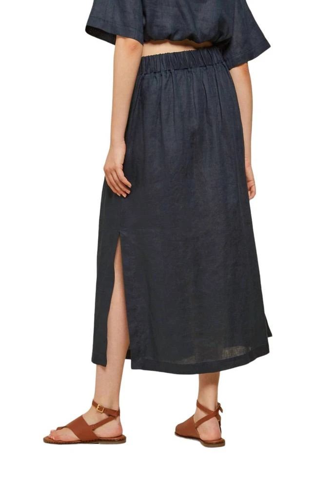 Ottod'Ame Linen Long Skirt In Navy Blue 3