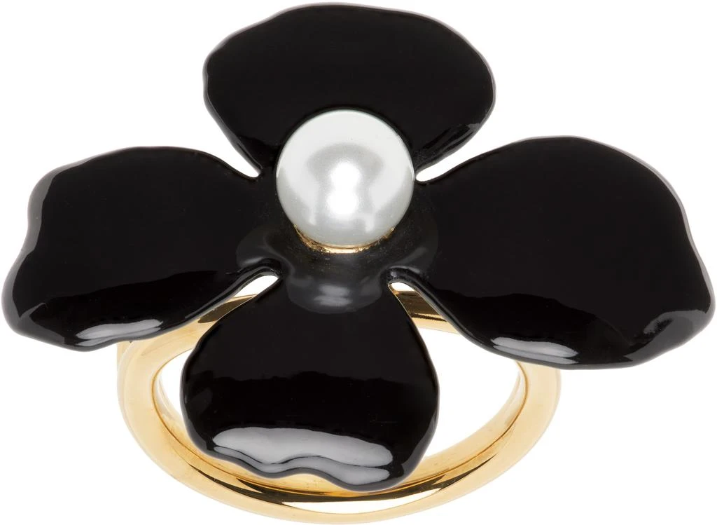 A.P.C. Gold & Black Fleur Ring 1