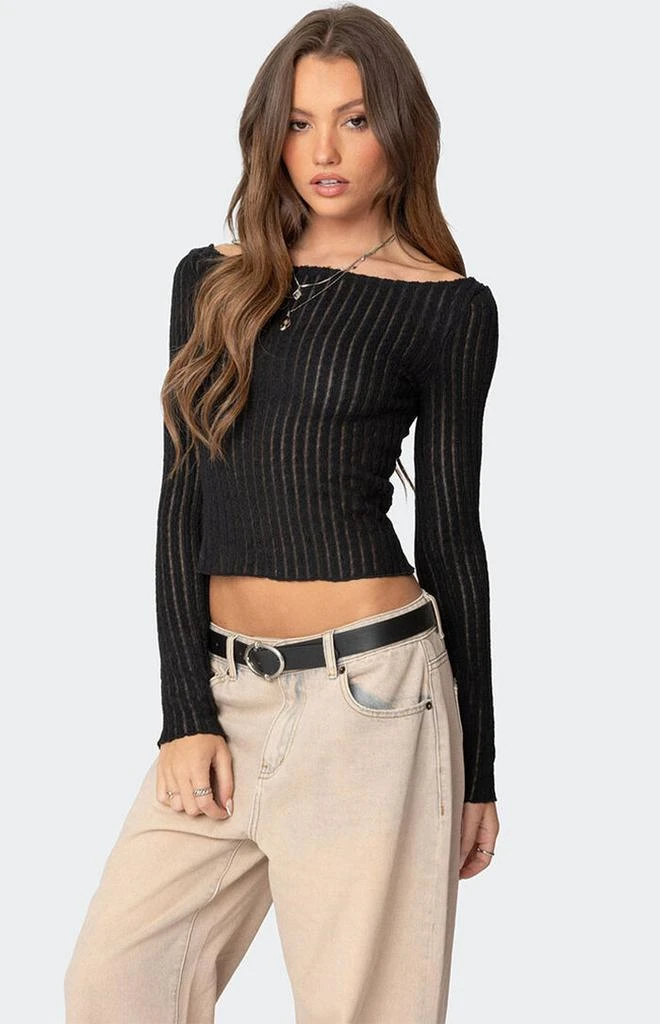 Edikted Textured Sheer Boat Neck Top 3