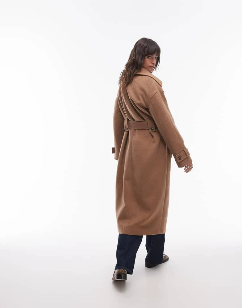 Topshop Topshop tab belted car coat twill in camel 4