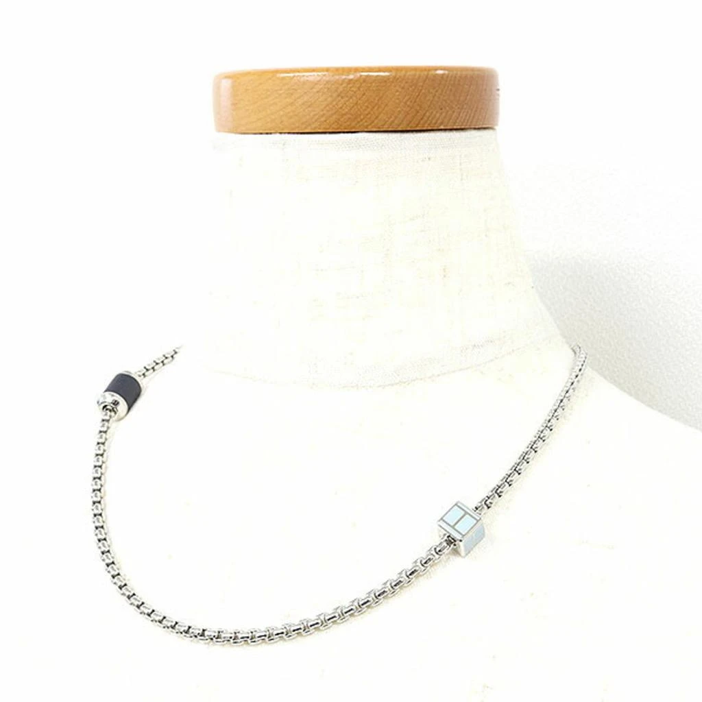 Hermes Horn  Palladium Swift Leather Necklace (Pre-Owned) 2