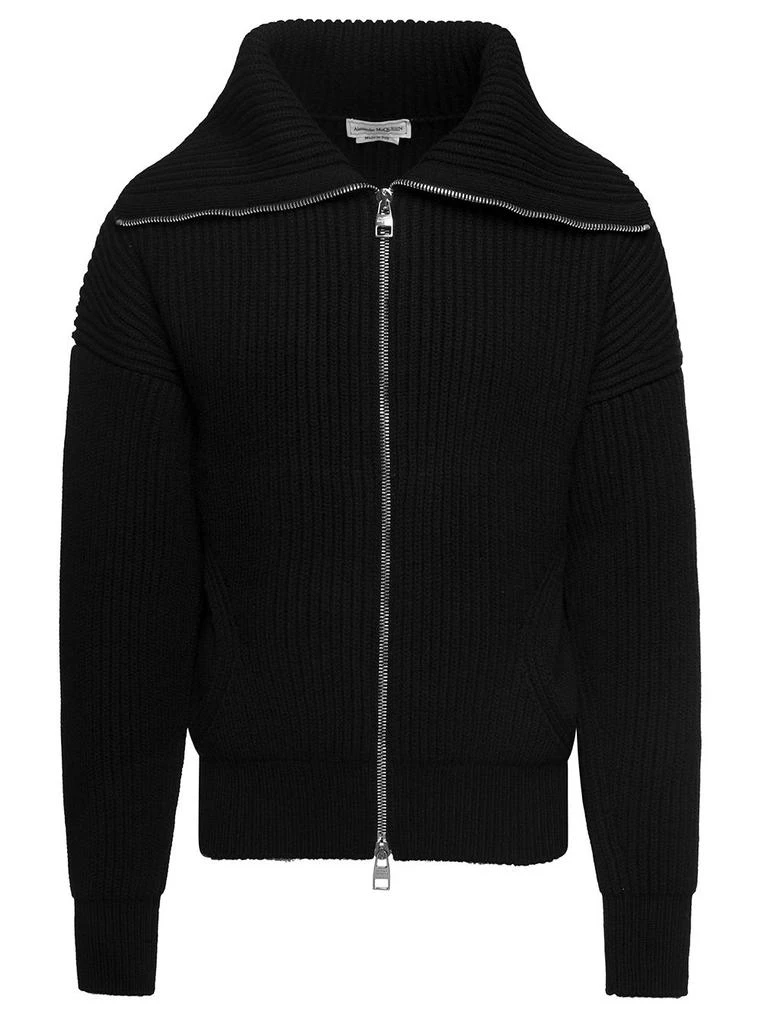 Alexander McQueen Alexander McQueen Ribbed Knit Zip-Up Cardigan 1