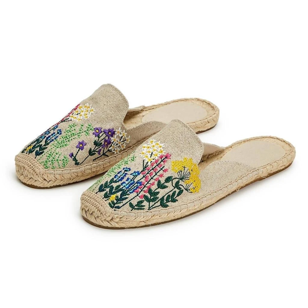 2 Chic Women's Embroidered Floral Espadrilles In Natural 1