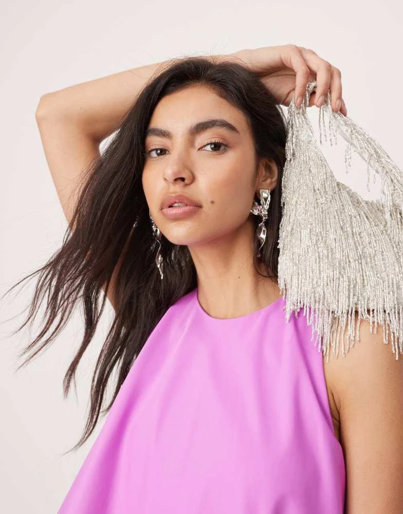 ASOS ASOS EDITION scoop neck puff ball mini dress in purple 2