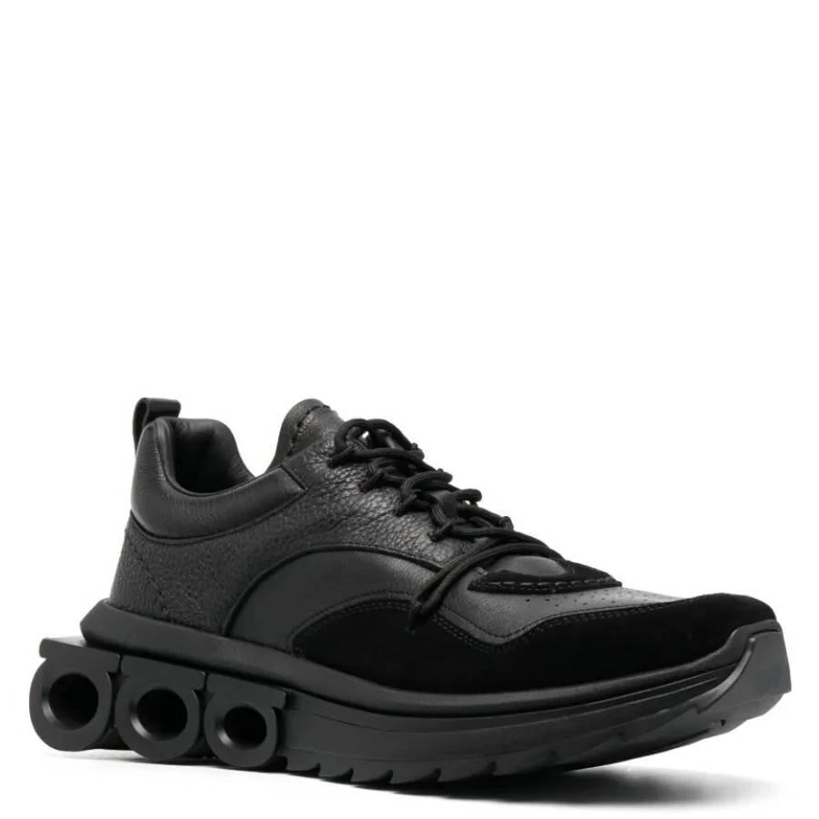 Salvatore Ferragamo Ferragamo Black Running Leather Sneakers, Size 7.5 2