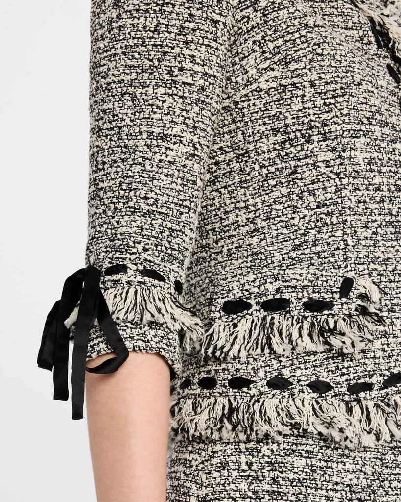Teri Jon Ribbon-Trim Fringed Tweed Jacket 5