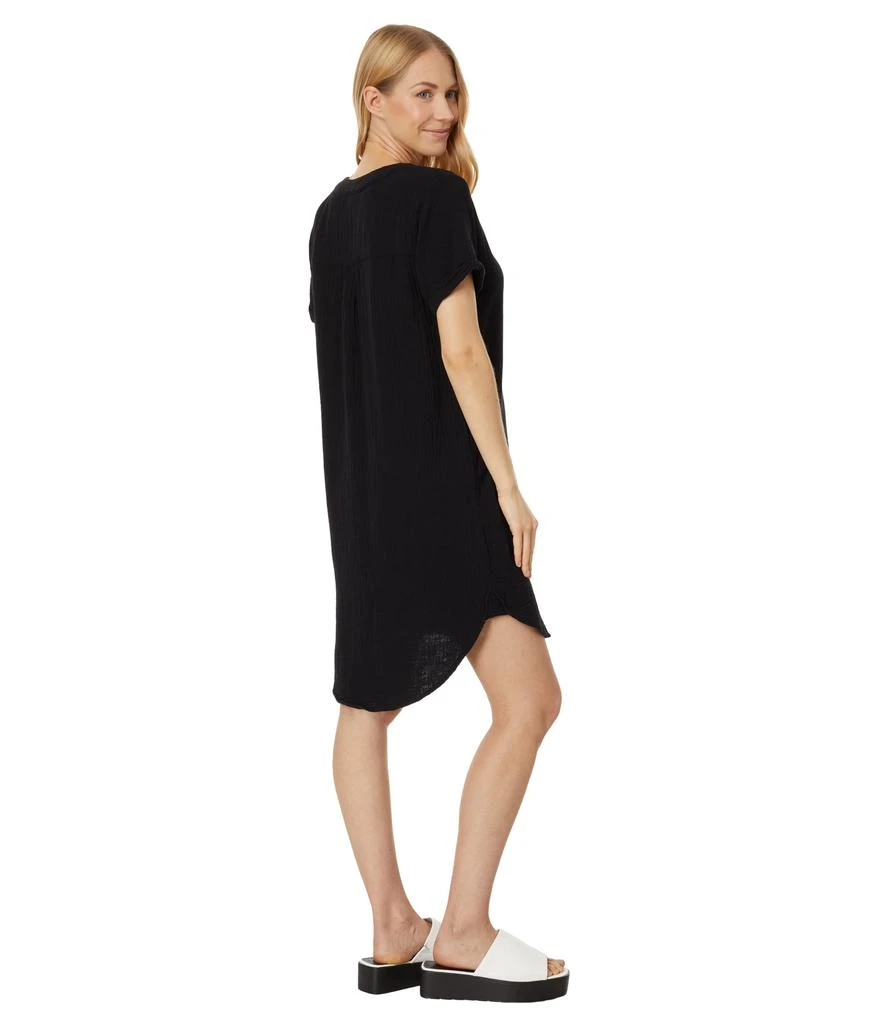 bobi Los Angeles Short Sleeve Split-Neck Short Dress 2