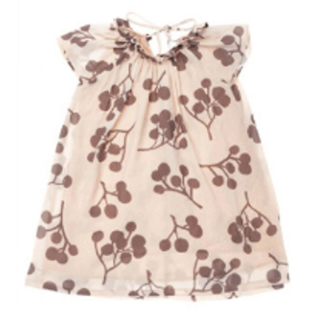 Omamimini Girls' Tent Dress with Ruff Collar - Stone Berries | OM416 1