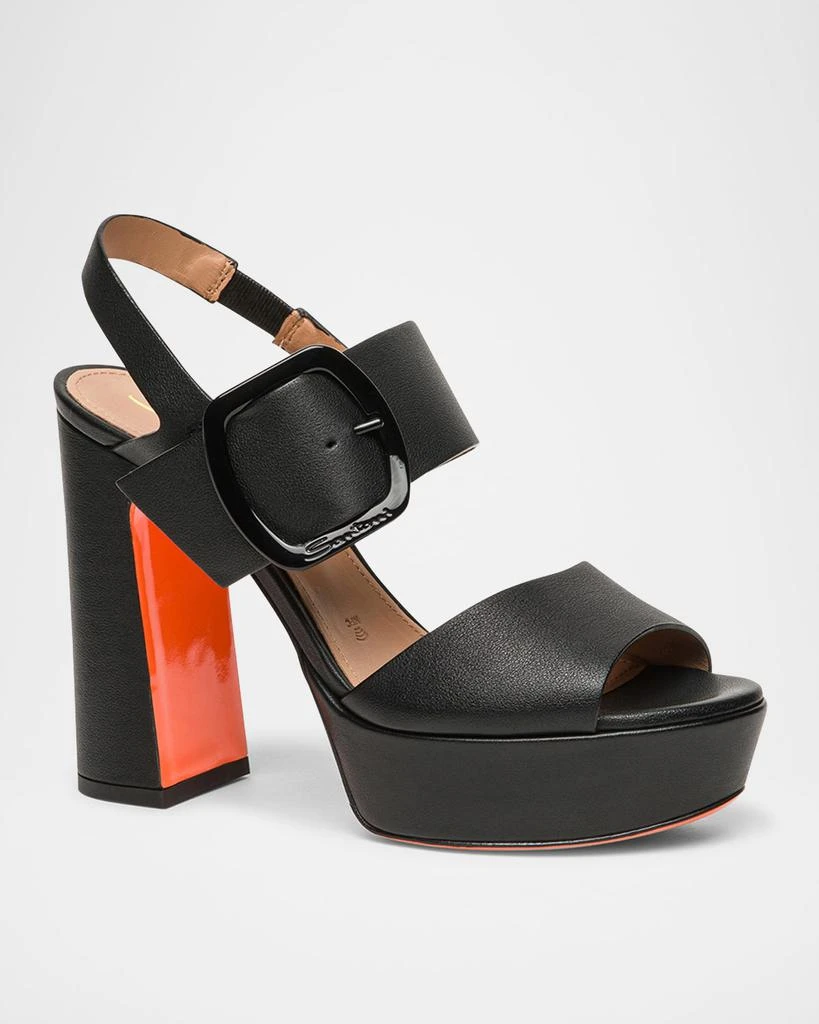 Santoni Bruxel Leather Buckle Platform Sandals 2