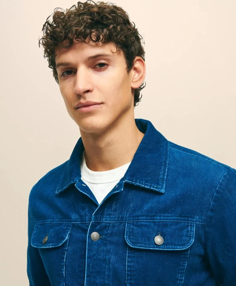 Brooks Brothers Medium Wale Corduroy Indigo Trucker Jacket 4