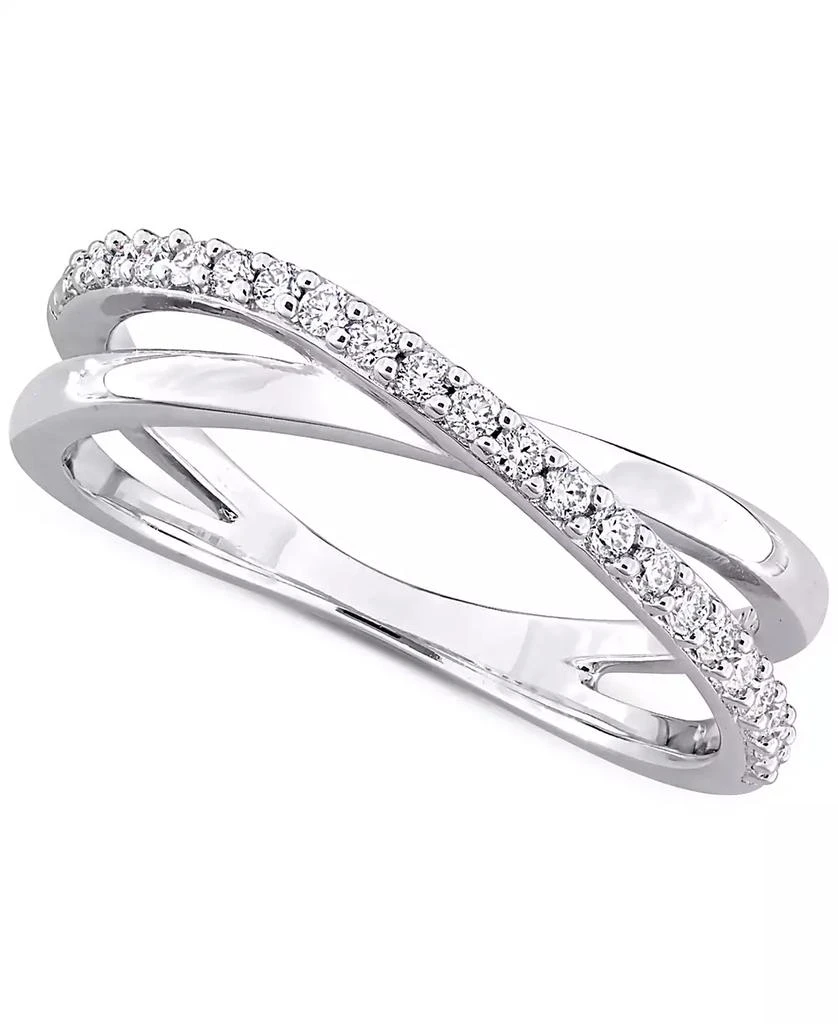 Macy
s Moissanite Crossover Statement Ring (1/4 ct. t.w.) in Sterling Silver