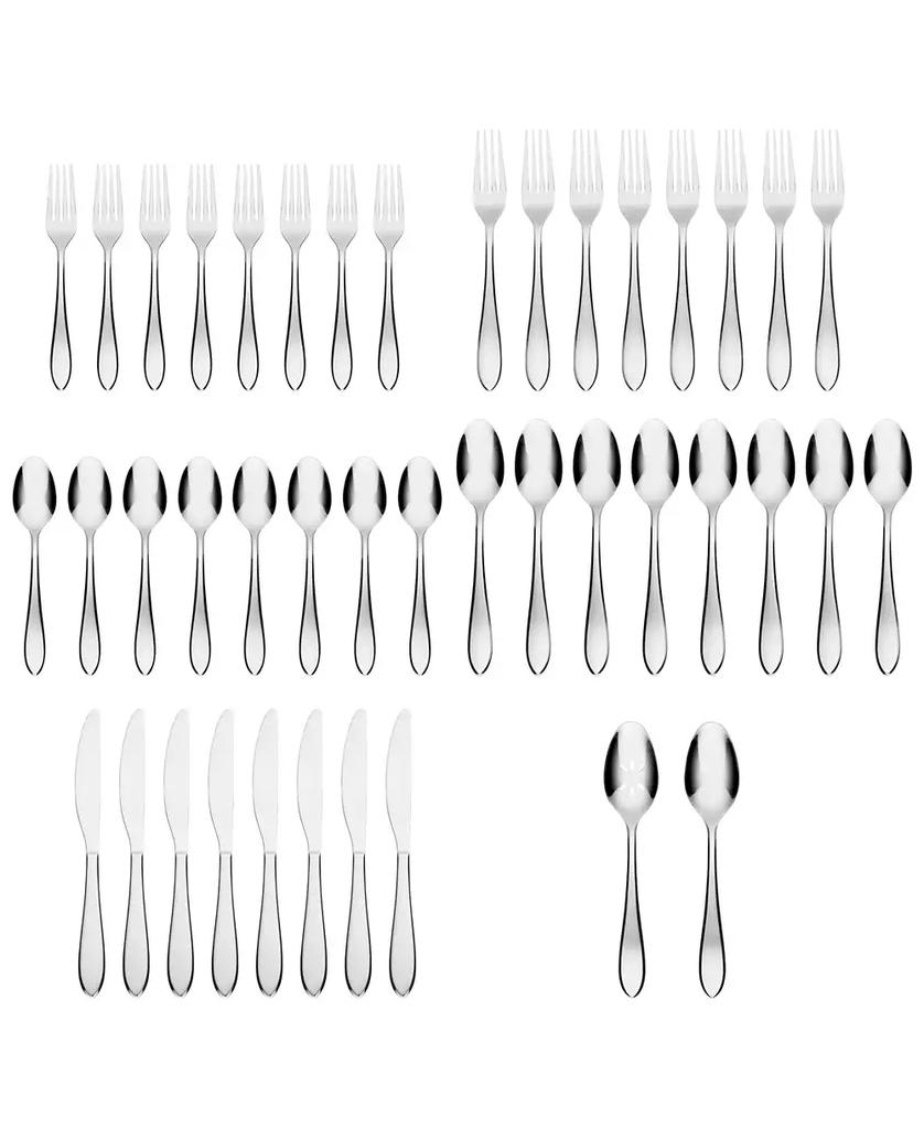 Cambridge Silversmiths Delia Mirror 42 Piece Stainless Steel Flatware Set, Service for 8