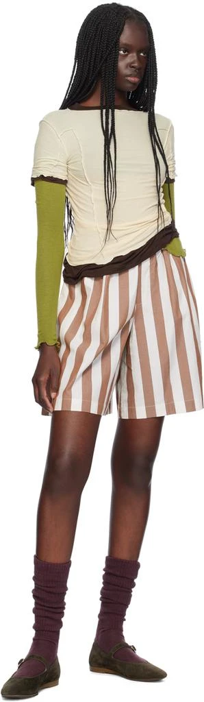 Baserange Brown & Off-White Stave Shorts 4