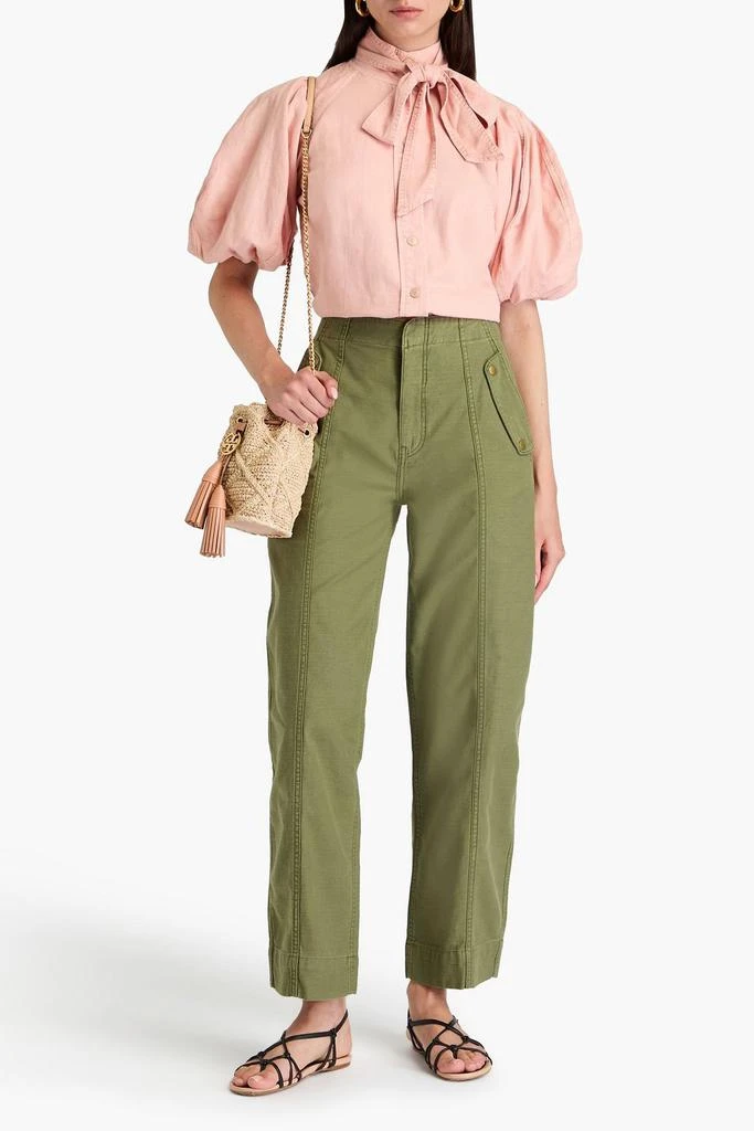 Zimmermann Pussy-bow cotton and linen-blend shirt 2