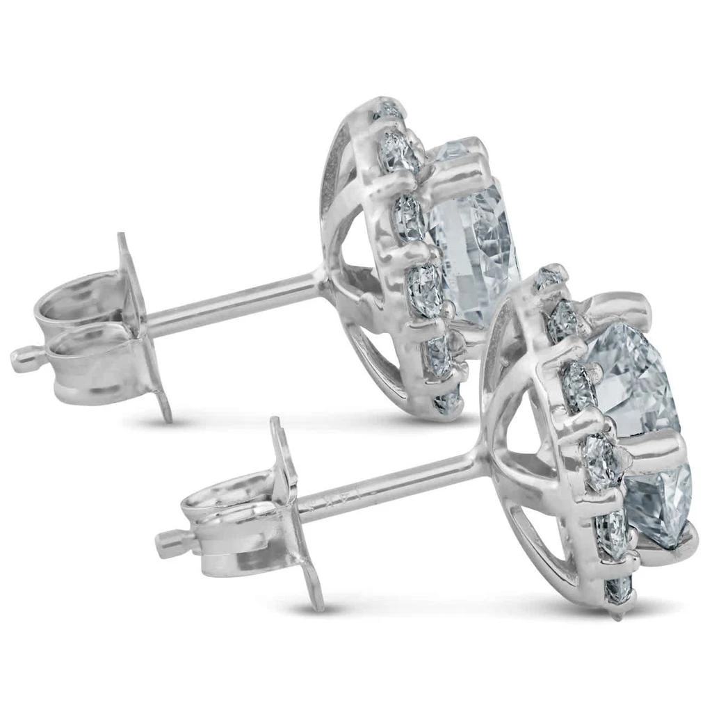 Pompeii3 2 1/5 Ct Halo Diamond Studs 14k White Gold 10mm 3